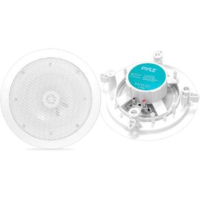 PYLE PWRC82 8 Inch 400 Watt 2 Way Indoor and Outdoor Waterproof Wall or Ceiling Speaker System with Mounting Hardware, White (4 Pack)