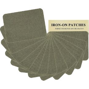 12 Pieces Premium Quality Fabric Iron-on Patches, Strong Glue, 100% Cotton White Repair Decorating Kit, Size 3" x 4-1/4" (7.5 cm x 10.5 cm)