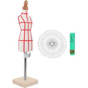 SEWACC Female Dress Form 1/4 Size Miniature Mannequin Mini Sewing Trouser Dress Form with Ruler and Needle for Pattern Making Fully Mannequin with Red Patch