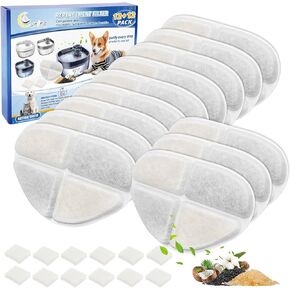 8 Pack of Filter & 8 Pump Sponges Dog Water Bowl Filter Compatible with FEELNEEDY 7L/1.8Gal Dog Water Fountain(FN-W05), 8+8 Replacement Filters Fit for Automatic Water Dispenser for Dogs