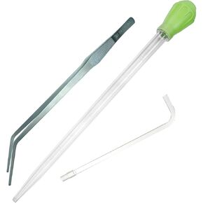 50ml Water Changer/Waste Remover/Coral Feeder/Feeding Tongs with 15inch Stainless Steel Aquarium Tweezer with Rubber Tip, Waste Clean Tool for Fish Tank, Terrarium，Aquascaping, Reptile