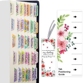 Decorative Laminated Bible Tabs 100PCS Cute Bible tabs for Women and Girl 66 Book Tabs 34 Blank Tabs for Old and New Testament