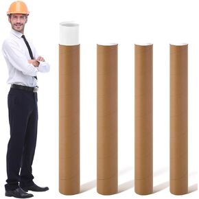 4 Pack Mailing Tube 4" x 35", 3" x 35" Poster Tube with Caps Kraft Paper Cardboard Tubes Kraft Paper Storage Tubes for Shipping Storing Posters, Prints, Artwork, Crafts, or Documents