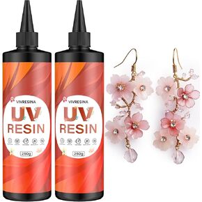 Vivresina UV Resin 250g ترقية من النوع الصلب واضحة واضحة سريع المعالجة لا صفراء منخفضة الرائحة الأشعة فوق البنفسجية ايسكينا الايبوكسيكا لصنع المجوهرات الحرفية الفنية