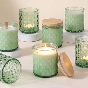 Matahum 8 Pack Purple Candle Swars لصنع الشموع ، 7 أوقية شمعة زجاجية فارغة صنع الجرار مع أغطية الخيزر