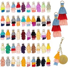 Dingion 100pcs Tiny Tri Tri Layered -chiewchain tassels mini tassel craft making tassel for inring inclark (Classic Color)