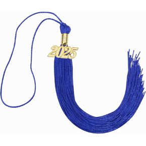 Penta Angel 2025 Tassel Tassel Soft Silky Cap Tassel Decoration Academic Tassel مع Gold 2025 Year Charm for Cap Cap Hat Party Gifts التذكارية (Navy Blue)