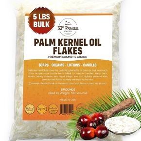 رقائق زيت نواة النخيل العضوية (2 رطل / 32 أوقية) غير المعدلة وراثيا ؛ Premium Cosmetic Grade kernel kernel flakes لصنع الصابون ، الكريمات ، المستحضرات وصنع الشموع | 2 جنيه