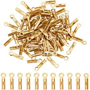 UniCraftale حوالي 100pcs real 18k طية مطلية الذهب على نهايات الأطراف أغطية نهاية المعادن قابلة للطي أطراف طية فوق الأطراف المحترمة المشبك المشبك نصائح النهاية للأساور صنع مجوهرات المجوهرات