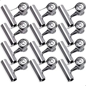 Gappitv 12 Pack Silvery Bulldog Binder Paper Clips/Metal Hinge Clip File Clamps for Crafts, Food Bags, Drawings, Photos at Home Kitchen & Office Useage, 1.25" Inches Wide