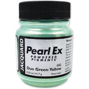 Jacquard Pearl Ex Purpment Powder 0.5 أوقية Duo Green/Yellow - مسحوق الميكا فضفاض لراتنج الايبوكسي ، ألوان مائية ، حبر الخط والطين - مسحوق الصباغ الإيبوكسي - لون راتنج الايبوكسي