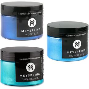 Meyspring Blue Mica Powder Backdle - 150 جرامًا - 3 ظلال من الأزرق للتدرجات الفنية في المحيط الايبوكسي - أصباغ الراتنج
