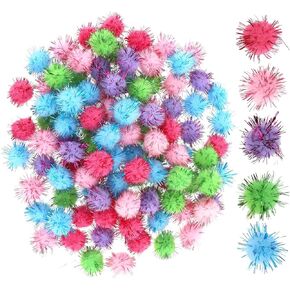 100 PCS Craft Pompom Balls مزيج ملون بومس كرات الكرة ناعمة ورقيقة الحرف الكبرى الكبرى كرات Pompom غامضة للحرف اليدوية ديي الحرف الإبداعية (0.8 بوصة)