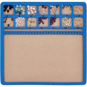 حصيرة Benecreat Blue Bead ، 11.8x11.8 بوصة مستطيل ، لوحة تصميم حبة مع مقاييس و 14 شبكة ، صينية خرز لصنع المجوهرات ، مستلزمات الديكور