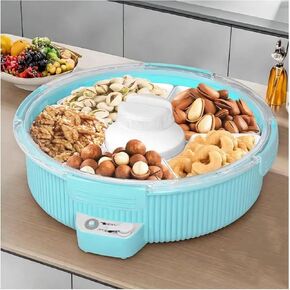 Electric Vacuum Sealed Snack Tray With Lid Pump, Divided Food Serving Tray With Lid, Portable Snackle Box Container For Candies, Fruits, Nuts, And Snacks - Perfect For Party, Picnic,Entertaining,White
