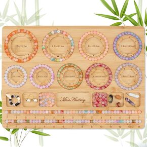 MissAudrey Bamboo Beading Board for Bracelet Making, Bead Board for Jewelry Making 5.5"/6"/ 6.5"/6.75"/7"/ 7.5"/ 8"/8.5"/9", Measurements Marked Bracelet Sizer Beading & Jewelry Making DIY