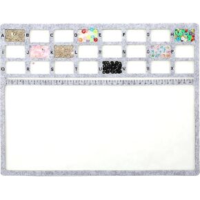 Rectangle Felt Beading Mat, Felt Bead Design Boards Beading Trays Boards with Surface Flocking Individual Grids Centimeter Alphabetic Scale for DIY Art Crafts Jewelry Making Bead Supplies 14x11inch