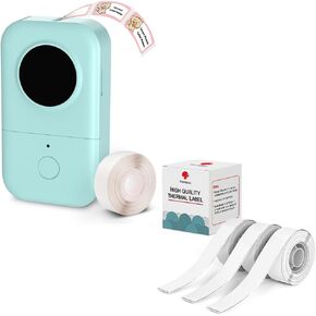 Phomemo D30 Label Maker with 4 Tapes - 3X Continuous White Tapes +1x 12mm 0.47 in White Tapes, Mini Bluetooth Label Maker Machie with Tapes