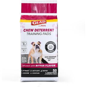 Glad for Pets Activated Carbon Puppy Training Pads with Chew Deterrent, 23"x23" | Ultra Absorbent, Odor Control, Heavy Duty Puppy Potty Training Pads| New & Improved Quality Puppy Pee Pads