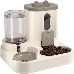 Two-in-One Upgraded Automatic Pets Feeder and Water Dispenser Combo Set, Pet Cat Dog Gravity Feeder and Water Dispenser for Small and Medium Pets Cats Dogs, Large Capacity & Washable