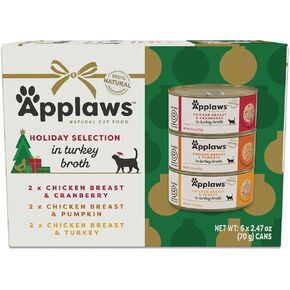 Applaws Natural Wet Canned Cat Food, Made with Limited and Natural Ingredients, Real Protein with No Artificial Additives, Variety Broth Recipe (24 Count, 2.47 oz Cans)