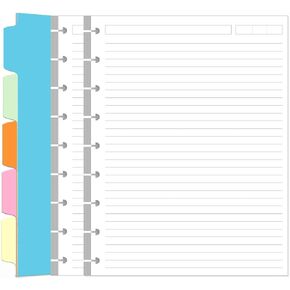 9 Disc Lined Paper Refills for Happy Planners - 100 Sheets/200 Pages Classic Size Lined Paper with 5 Sheets Dividers, 7" x 9.25"