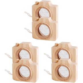 6 PCS Kids Kaleidoscope Camera Toy - كاميرات مصغرة خشبية مع عدسات ، لعبة تعليمية وزخمة لصالح حفلة عيد الميلاد ، بيج ، 2.04*1.88*2.95 بوصة