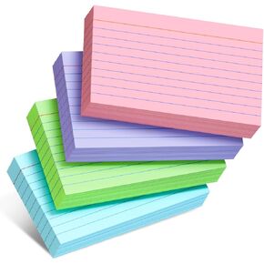 Colored Index Cards 3x5 Inch- 200 Pack, Ruled Index Flash Cards for Studying, Lined Index Note Cards 3x5 Index Cards, Colored Flashcards 3 x 5 Notecards Lined Study Cards for Office, Home and School