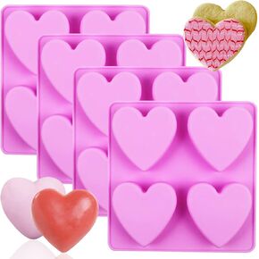 قوالب الصابون السيليكون ، metluck 4 pcs heart silicone قوالب القلب قالب الصابون السيليكون DIY للصابون يصنع الكيك حلوى حلوى الحلوى والحلوى عيد الحب هدية