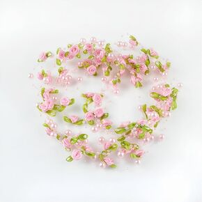 5M/16ft Bearl Jods Garland ، Garland Pearl Skep Roll Rose Rose Rib Beads Discorative Discorative for Wedding ، Party ، Christmas Flower Tree and DIY Supplies (White)