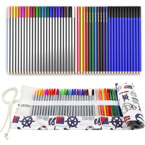 48-Piece Painting Set for Beginners to Artists: 24 Oil-Based, 12 Water-Soluble & 12 Sketching Pencils with Portable Case | Art Supplies Kit for Sketching, Coloring, Gifts in Kuwait