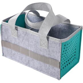 Carrying Case for Tonies Box Starter Set, Folding Carry Bag Portable Holder Carrier Felt Travel Organizer with Handle Accessories for Toniesbox Kids Musical Toy Storage & Carrying (Gray + Lake Blue)