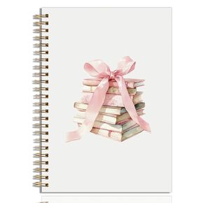 HDHBP Coquette Pink Bow Procal Notebook ، Pink Preppy Girly Spiral Journal ، المكتبي اللوازم القراءة للمجلة هدايا للكتاب للنساء فتاة