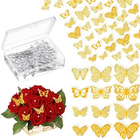 148pcs باقة زهرة الملحقات ثلاثية الأبعاد الذهب
