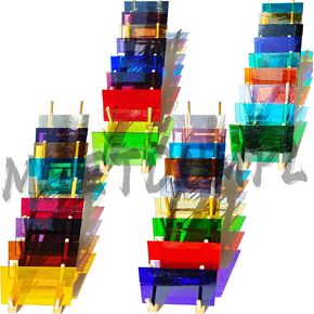زجاج ملون ، طقم زجاجي ملون ، لوازم زجاجية ملون ، صفائح زجاجية ملطخة ， 36 pcs 4 "× 6" لشراء قوس قزح ، نافذة زجاجية ملون ، فسيفساء ، مجموعة من الزجاج الملون النابض بالحياة (1)