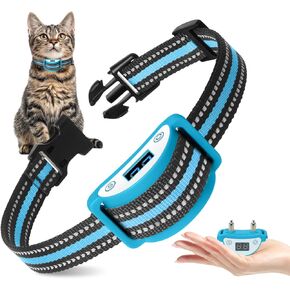 طوق صدمة القط - طوق صدمة DTCollar للقطط مع 5 خطوات تدريجية إنسانية ، الاهتزاز أو مفتاح الصدمة ، أخف طوق تدريب القطط للقطط الصغيرة 5-25 رطل وفوق التوقف التلقائي