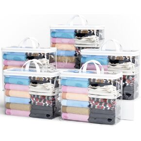 10PACK Clear Zippered Storage Bag for Clothes, 22L Clear Storage Bags, and Blanket Storage Bags for Bedding, Linen, Blankets, Comforters, Clothing & Toys (Black)