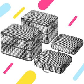 4 Pcs Compression Storage Bags, Large Capacity Ultra Space Saving Clothes Storage Bags for Sweater, Sheet, Bed, Blanket Storage Organizer with Window Handle, Cubes Storage Bags with Zipper in Kuwait