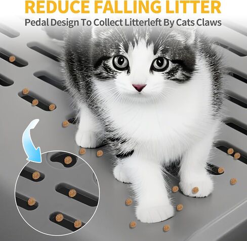 Cat Ramp for Litter Robot, Self Cleaning Cat Litter Box Step with Storage Litter Box Ramp for Small Step Stool with Filter Function Suitable for Small & Elderly Cats(Gray) in Kuwait
