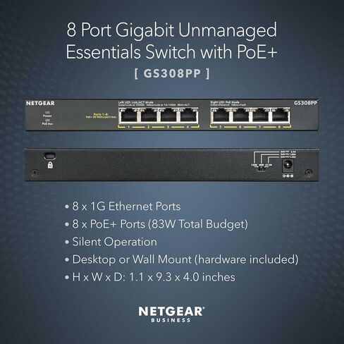 NETGEAR 5-Port Gigabit Ethernet Unmanaged PoE Switch (GS305P) - with 4 x PoE+ @ 63W, Desktop or Wall Mount in Saudi Arabia