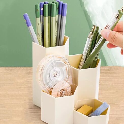 Pencil Holder Pen Cup Pen Holder Desktop Organizer Storage Case Stationery Organizer with 4 Compartment for School Home Office Supplies in Saudi Arabia