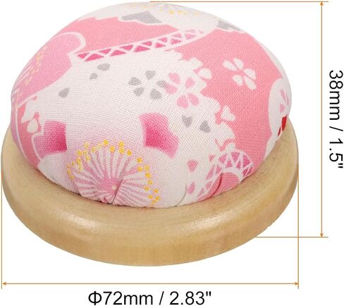 Harfington Pin Cushion قاعدة خشبية مع 50 قطعة دبابيس الخياطة مجموعة النمط الياباني مستديرة الحامل الإبرة لخياطة الإبرة خياطة الإبرة DIY ، نمط الأزهار الوردي in Saudi Arabia