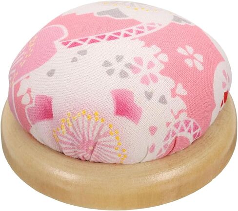 Harfington Pin Cushion قاعدة خشبية على الطراز الياباني حامل إبرة Pincushion لخياطة خياطة الإبرة الإبرة DIY ، نمط الأزهار الوردي in Saudi Arabia