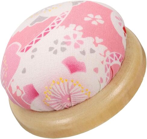 Harfington Pin Cushion قاعدة خشبية على الطراز الياباني حامل إبرة Pincushion لخياطة خياطة الإبرة الإبرة DIY ، نمط الأزهار الوردي in Saudi Arabia