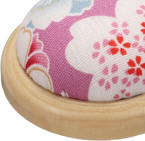 HARFINGTON Pin Cushion Wooden Base with 50 Pieces Sewing Pins Set Japanese Style Round Pincushion Needle Holder for Sewing Quilting Needlework DIY Crafts, Purple Floral Style in Saudi Arabia