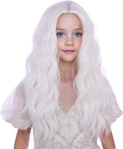 Kids Brown Wig Child Long Curly Wavy Wig Girls Brown Middle Part Wig Cosplay Wig Synthetic Wigs with Wig Cap in Saudi Arabia