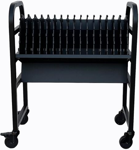 Workington 16-Device Mobile School Open School Cart Station لأجهزة iPad و Chromebooks والأجهزة اللوحية وأجهزة الكمبيوتر المحمولة مع شريط الطاقة المتضمن ، التجميع المطلوب ، 1005 أسود in Kuwait