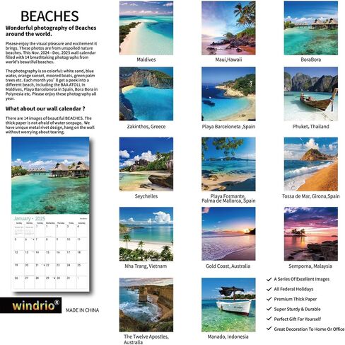 2025 Wall Calendar,Calendar 2025, November 2024 - December 2025, Wall Calendar Puppy Dog, 12" x 24" Opened,Full Page Months Thick & Sturdy Paper for Calendar Organizing & Planning in Saudi Arabia