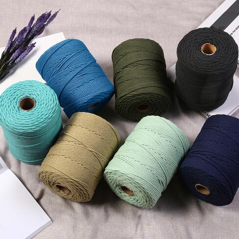 Macrame Cord 4mm x 328yards Natural Cotton Cord Colored Macrame Rope Macrame Supplies Macrame Cotton Rope Soft Craft Rope Macrame Yarn for Plant Hanger Hanger Dreamcatcher in Kuwait