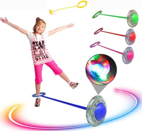 Ankle Skip Ball for Kids, Colorful Flash Wheel Swing Skip It Ball, Toys for Girls & Boys, Sports Fitness Toys, Gifts for Halloween & Christmas, Age 5-10 Years in Saudi Arabia